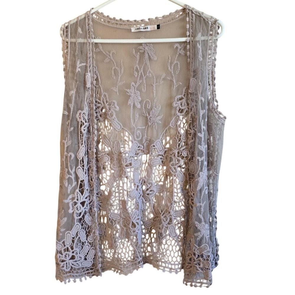 Origami festival lace sleeveless cardigan size OS